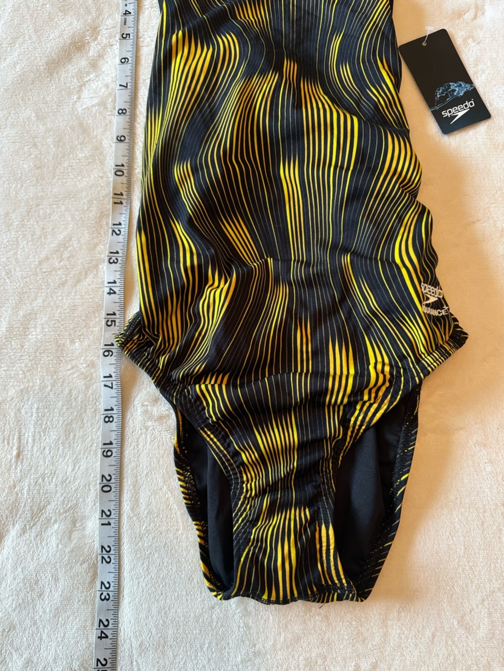 NWT Speedo Endurance+ Women's One-Piece Swimsuit - Black & Yellow Size 30 - Picture 3 of 10